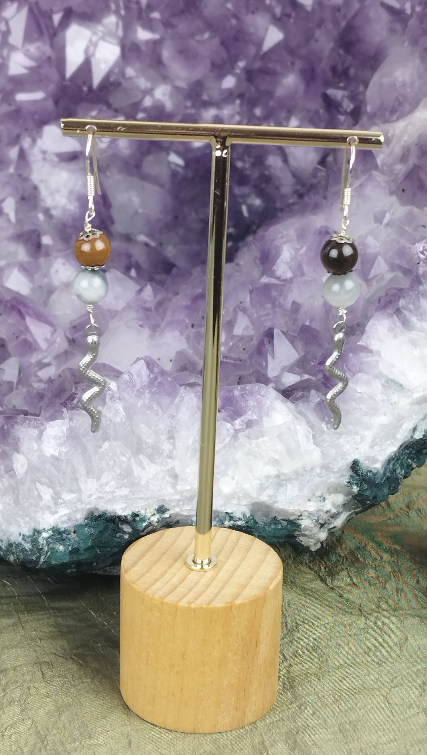 Schmuckset Metallschlange: Kette und Ohrringe